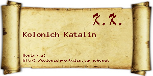 Kolonich Katalin névjegykártya